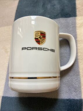 Genuine Porsche Coffee Tea Mug Cup Crest White Gold Kahla Germany